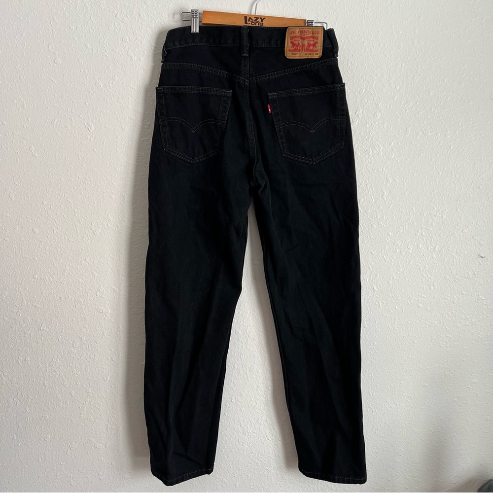 32 x 32 Levi's Men's Straight Black Denim Jeans - Deep Black